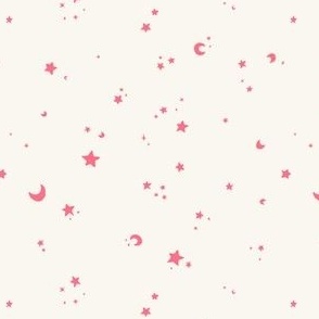Pink tiny stars on cream
