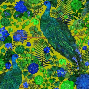 Peacock Garden (Goldenrod large scale)