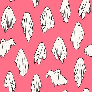 Ghosts hand painted on bright pink