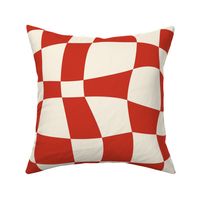 Psychedelic Checkerboard in Cream + Red