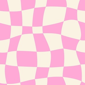 Psychedelic Checkerboard in Cream + Pink