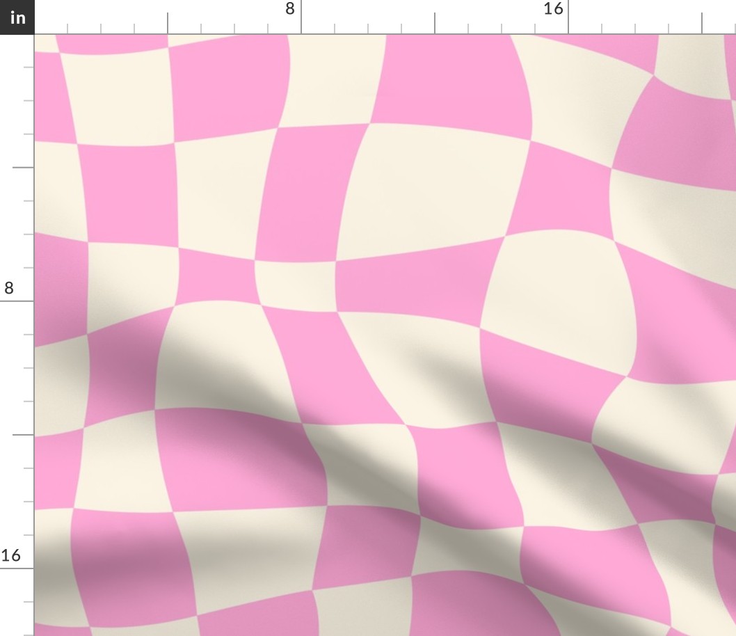 Psychedelic Checkerboard in Cream + Pink