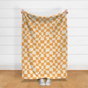 Psychedelic Checkerboard in Cream + Orange