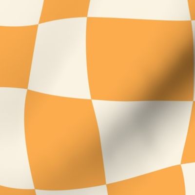 Psychedelic Checkerboard in Cream + Orange