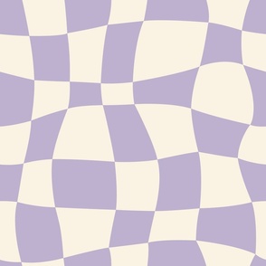 Psychedelic Checkerboard in Cream + Lilac