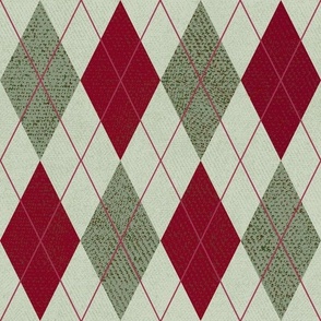 Argyle Christmas Sweater, Cranberry and Greens