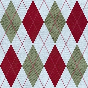 Argyle Christmas Sweater, Red Green Ice Blue