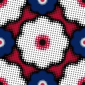 Large scale • Colorful halftone flowers - red and blue