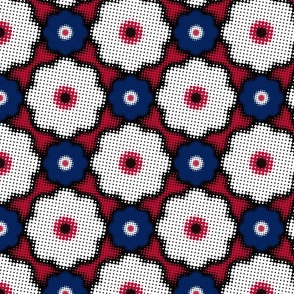 Normal scale • Colorful halftone flowers - red and blue