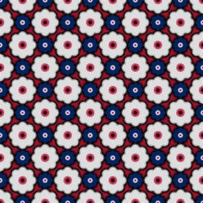 Small scale • Colorful halftone flowers - red and blue