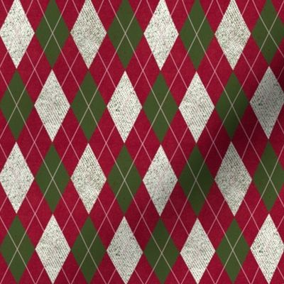 Small Argyle Christmas Sweater, Red White Green