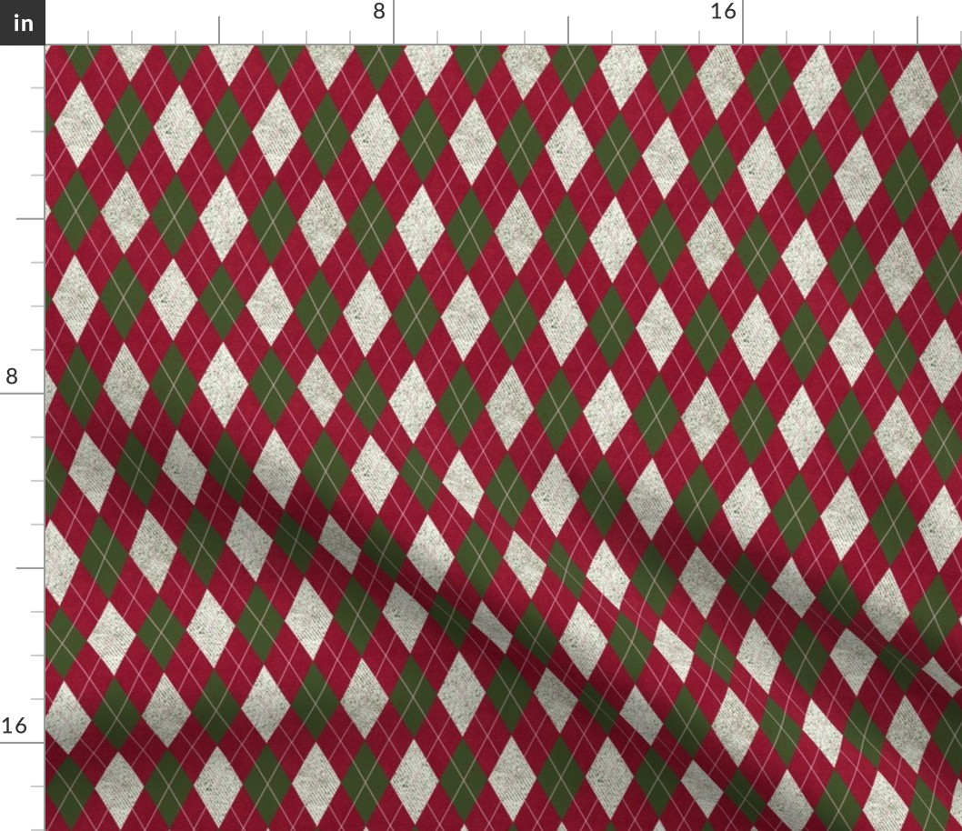 Small Argyle Christmas Sweater, Red White Green