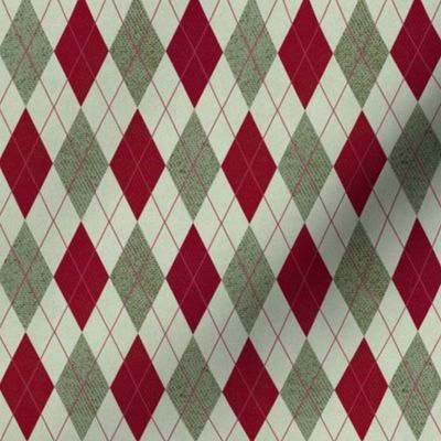 Small Argyle Christmas Sweater, Cranberry & Green