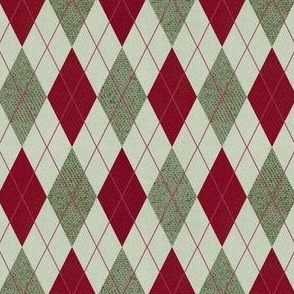 Small Argyle Christmas Sweater, Cranberry & Green