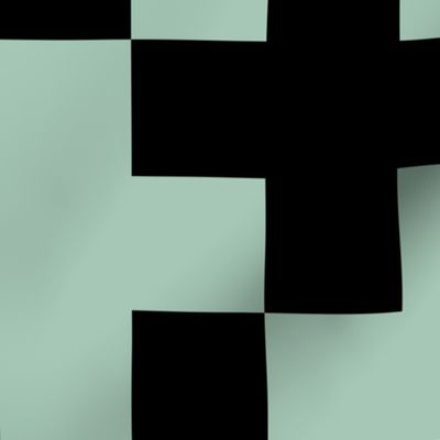 Counterchanged Crosses in Light Sage Green and Black