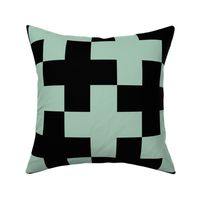 Counterchanged Crosses in Light Sage Green and Black