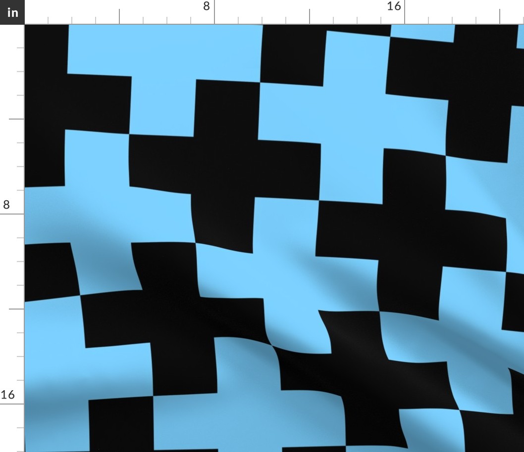 Counterchanged Crosses in Baby Blue and Black