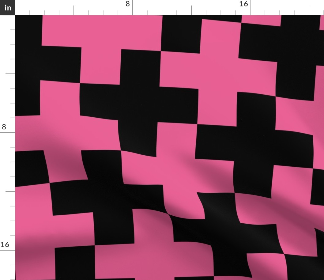 Counterchanged Crosses in Pink and Black