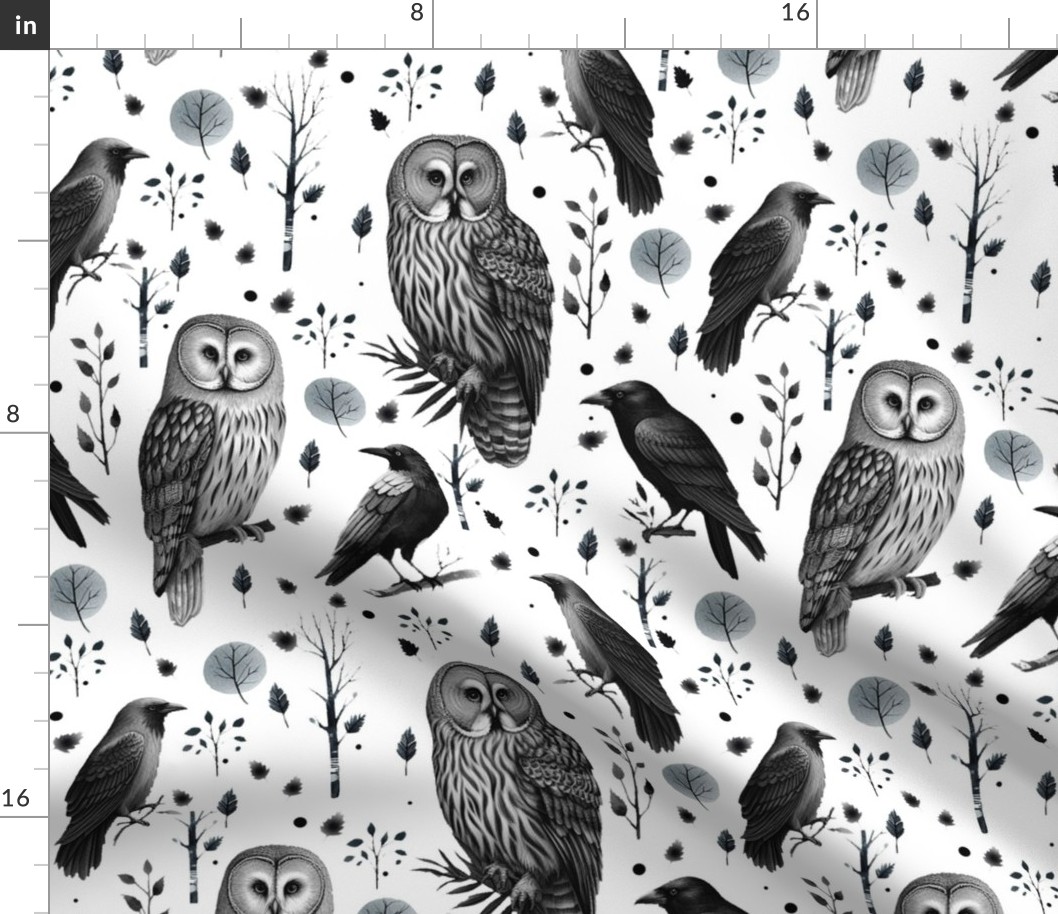 Ravens And Gray Owls Monochromatic