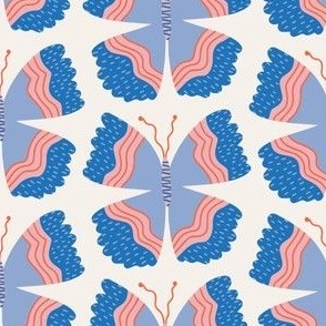 Small - Pretty red, white and blue butterflies, colorful kids fabric 
