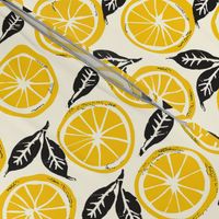 Sun-Kissed Citrus - Hand-Printed Lemon and Leaf Pattern