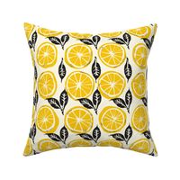 Sun-Kissed Citrus - Hand-Printed Lemon and Leaf Pattern
