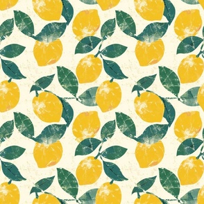 Vintage Citrus Press - Rustic Textured Lemon Pattern
