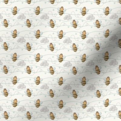 Cute Aviator Bees On Cream - 3 Inch