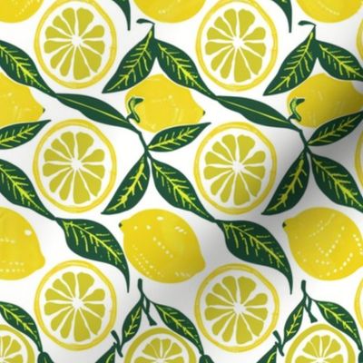 Zesty Lemon Grove - Refreshing Citrus and Leaves Pattern