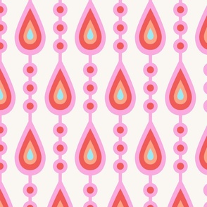 Mid Mod Abstract Birthday Candle Flame Party Wall Pattern - Pink, Red, Orange, Blue - Large Scale - Midcentury Modern Aesthetic in Bright, Fun Colors