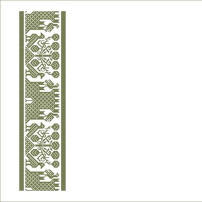 Birds, Castle, and Tree Tea Towel -- Olive Green