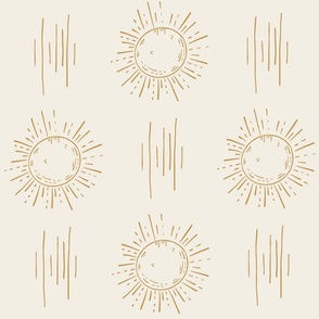Gold and Beige Half-Drop Suns (Large Scale)