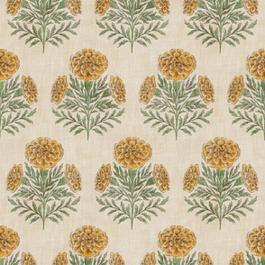 Marigold - 12" large - golden yellow and green 