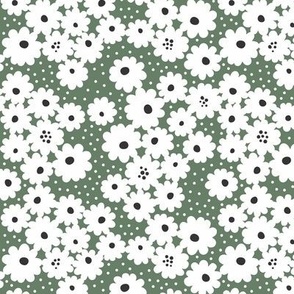 daisies and dots (green)