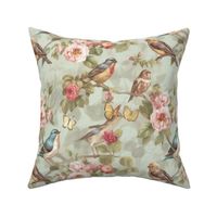 Vintage Charm: Mid-Century Floral Bird Art