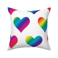 L. Rainbow colored hearts on white, Large scale