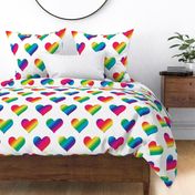 L. Rainbow colored hearts on white, Large scale