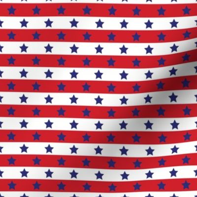 (S) USA Patriotic_Bright Navy Blue Stars on Red Stripe Small