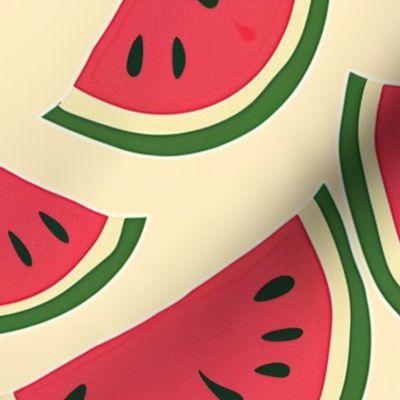 Sweet Summer Whimsy: Watermelon Crescents on Cream