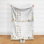 54”x36” Happy forest friends milestone blanket- white