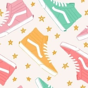 Rainbow High Top Sneakers With Stars