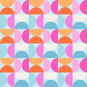 Mid-Century Shapes - Light Blue & Pink Medium