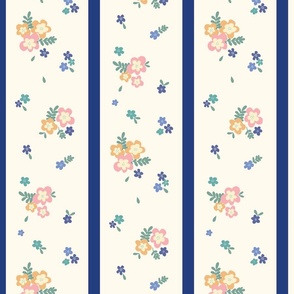 English Flower Meadow Wallpaper Blue