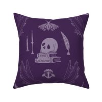 Skulls And Ravens Damask Purple