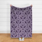 Skulls And Ravens Damask  Purple 