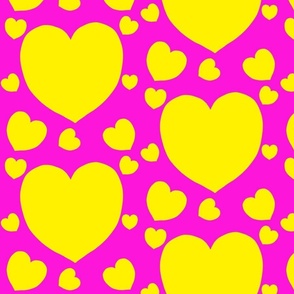 Yellow Hearts Pink Background 