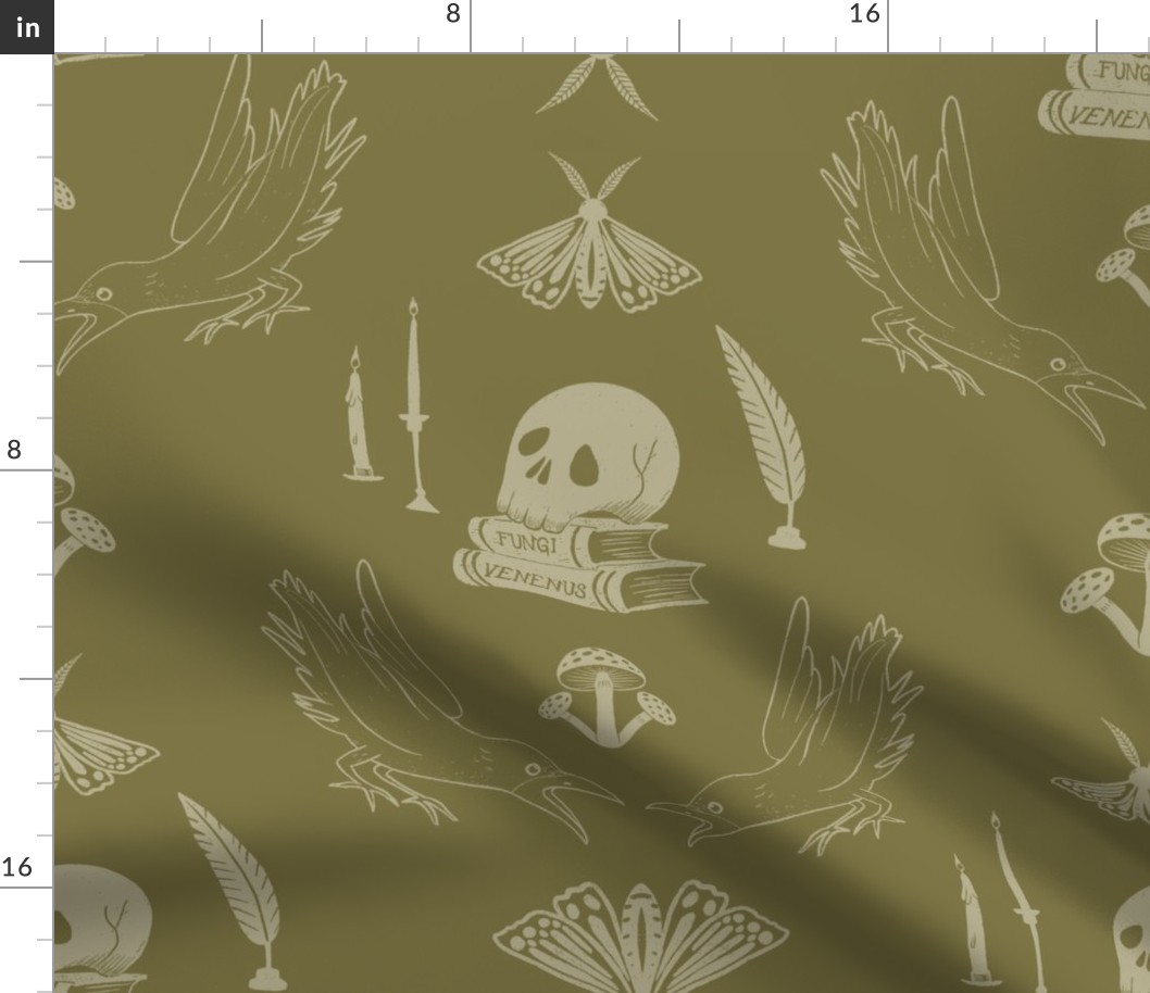 Skull And Ravens Damask