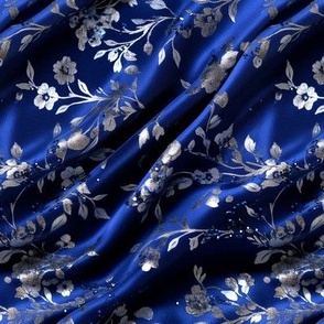 textured blue and silver jacquard fabric