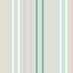 Gelati coloured stripe in peach, cream, pink + mint green