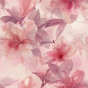 Floral Elegant Watercolor Pink Azalea Texture